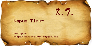 Kapus Timur névjegykártya